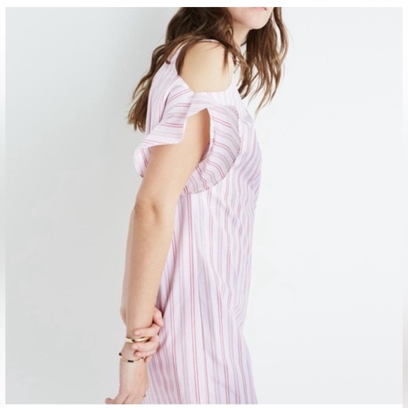 Madewell Rose Stripe Cold-Shoulder Dress Small *EUC* - Picture 3 of 8